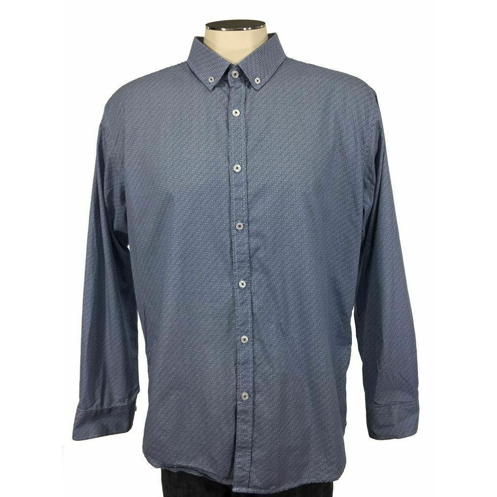 Steel & Jelly London Button Down Shirt XL White Blue Circles Flip Cuff‎ Mens